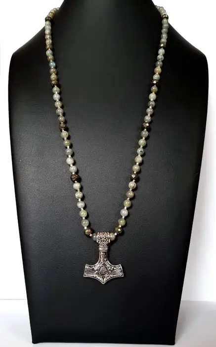 Labradorite & Pyrite – Viking Necklace – Thor's Hammer...