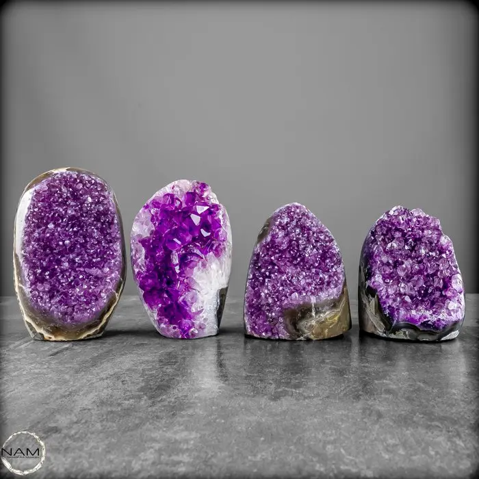 Exclusive amethyst druzy set with a highly crystalline...