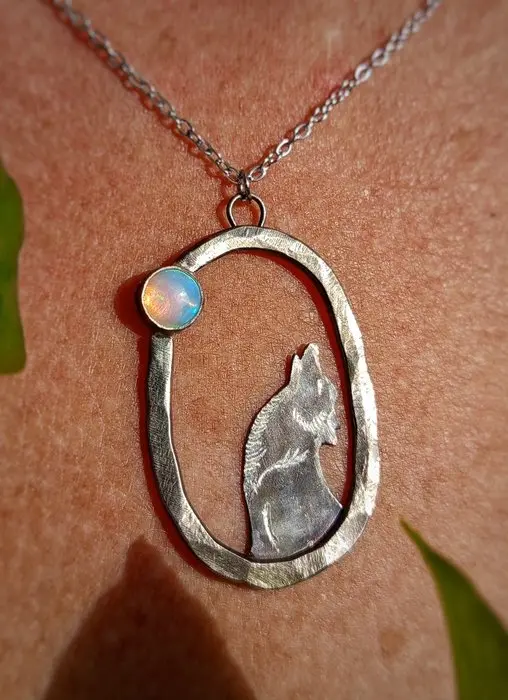 Jewel "Wild Moon" handcrafted in 925 silver with top-quality Australian opal