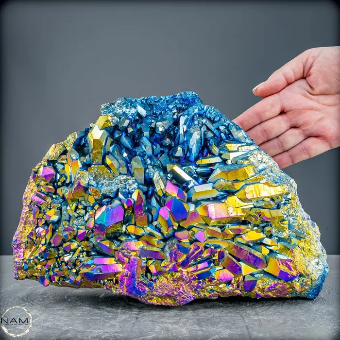 Spectacle of Light: Aura-Amethyst Druse in rainbow colors- 5619.16 g