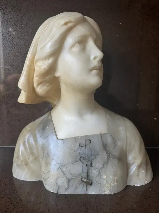 Richard Aurili (1834-1914) - Bust, Buste Jean de Arc - 29 cm - Alabaster
