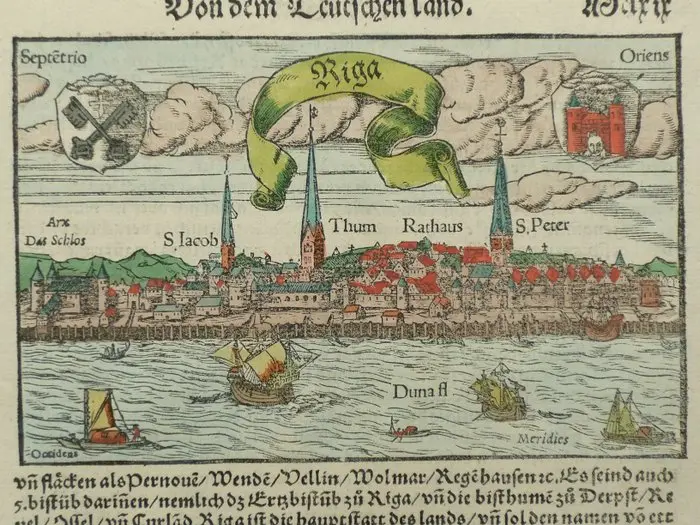 Europe - Lithuania / Riga; Sebastiaan Münster - Riga - 1561-1580