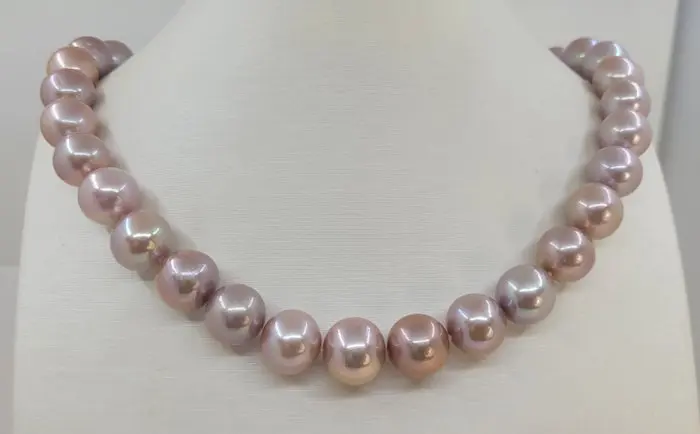 Necklace 12x13mm Round Pink Edison Pearls