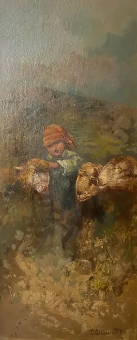 Tito Pellicciotti (1871-1950) - Contadinello con Pecore