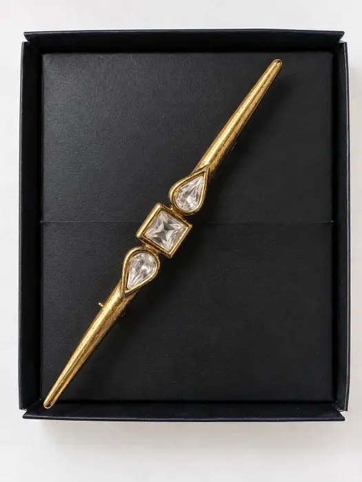 No reserve price - Brooch - 9 kt. Yellow gold Quartz