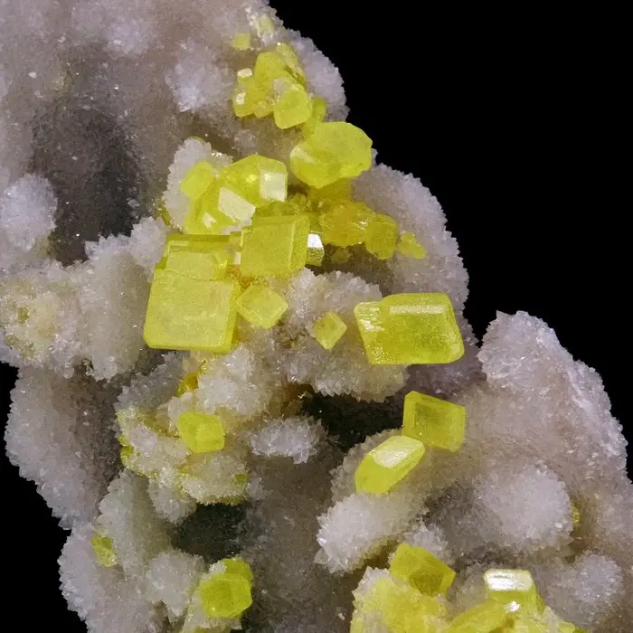 Sulphur on Calcite - Cozzo Disi mine