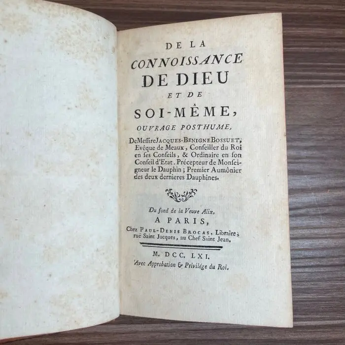 BOSSUET, (Jacques-Bénigne) - De la connoissance de Dieu et de soi-même. - 1761
