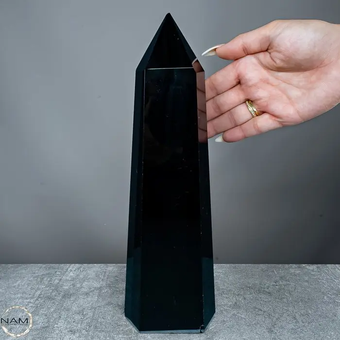 Natural black obsidian Obelisk, Mexico- 2056.27 g