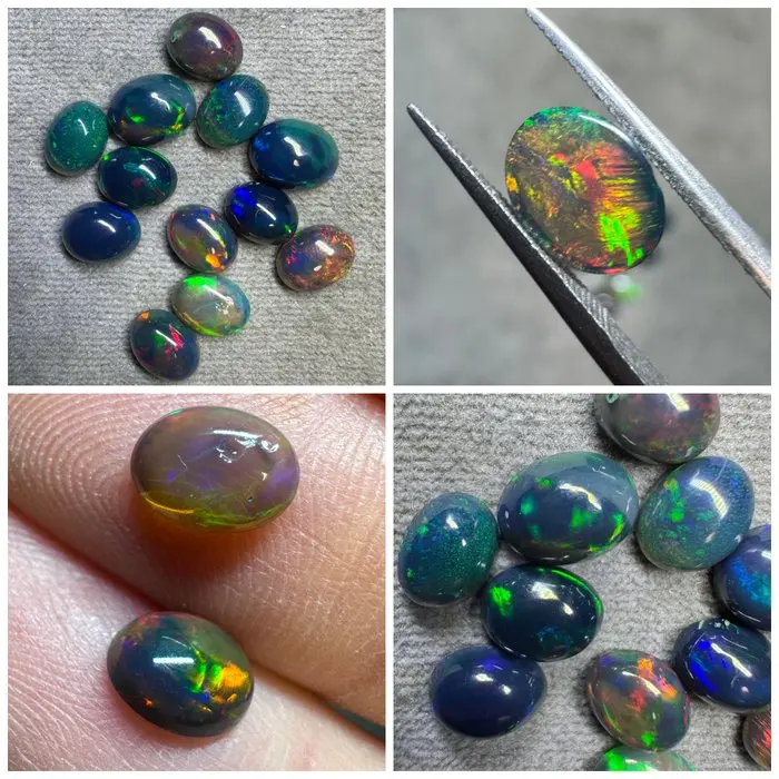 Lot of 10 carats of Ethiopian black opals - No reserve price. Cabochons- 2 g