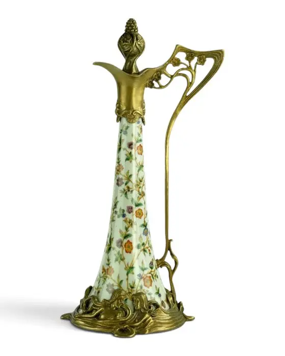 Carafe - Porcelain, Bronze - Floral Decoration