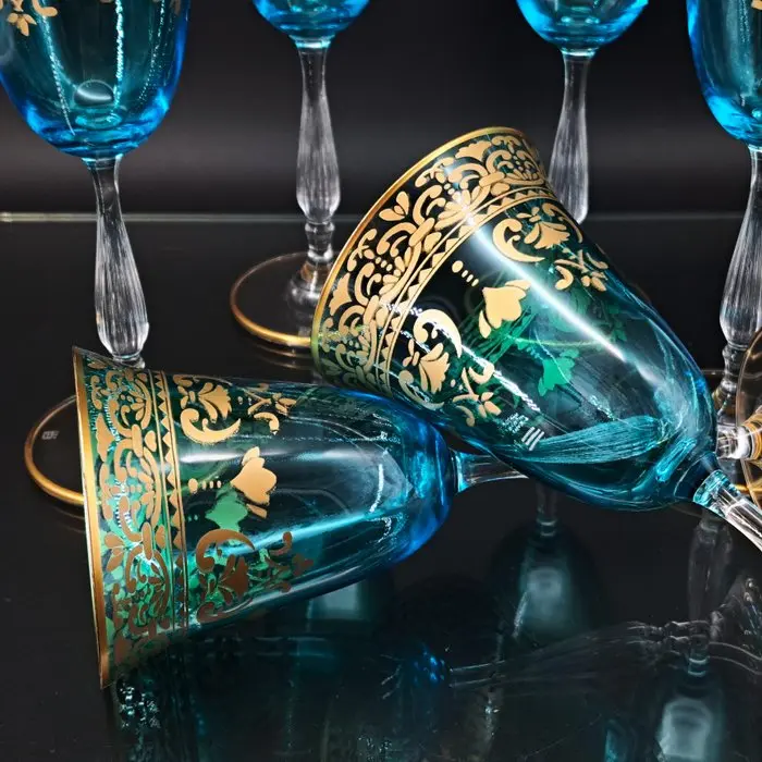 Artemisia Bohemia Firmati - Wine glass (6) - Crystal, Gold