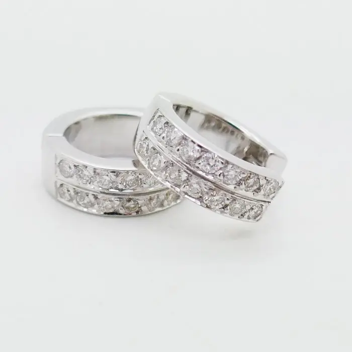 No reserve price - Earrings - 18 kt. White gold - 0.42ct. tw. Diamond (Natural)