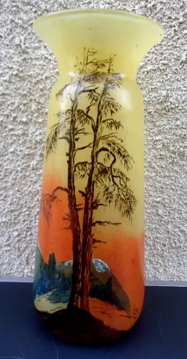 Legras & Cie. - Vase - Enamelled glass - snowy landscape - THIONVILLE model