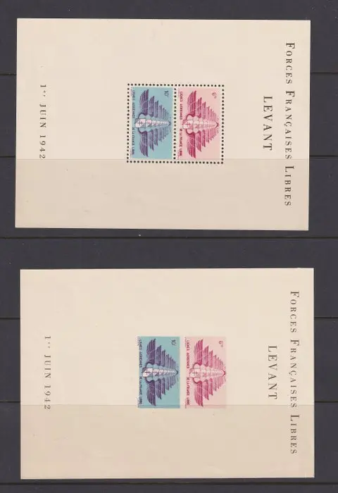 France 1942 - 4 miniature sheets of the Free French Forces of the