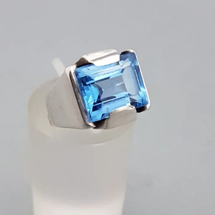 Silver, Art Deco, Blue Spinel (Tested) - Ring