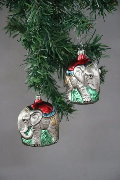 Haberlach, Lauscha 2 olifanten als kerstornament - Christmas baubles