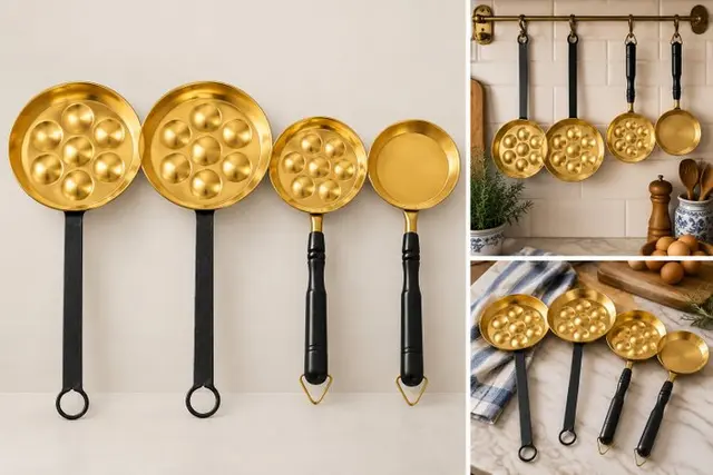 Pan (4) - Gilt brass - European kitchen ensemble