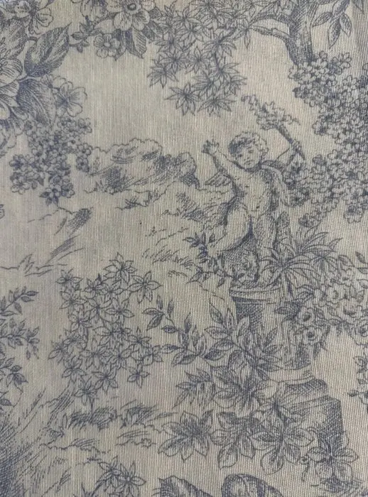 Classic cretonne fabric in Toile de Jouy, light blue - Textile - 2.8 m - 2.48 m