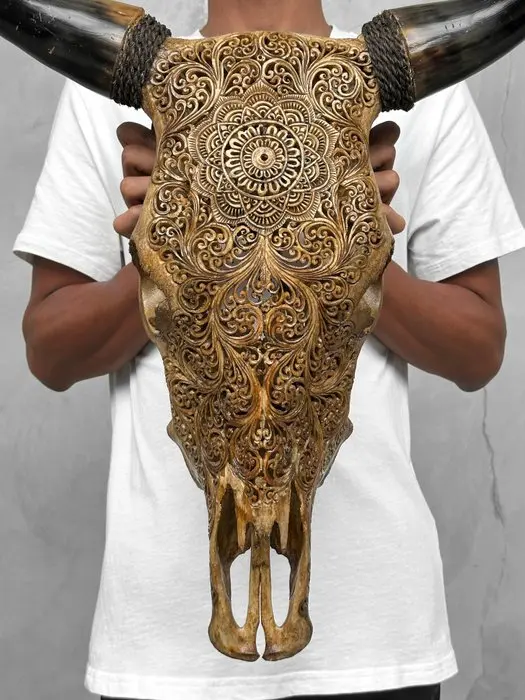 NO RESERVE PRICE - Authentic Large Brown- Hand Carved...