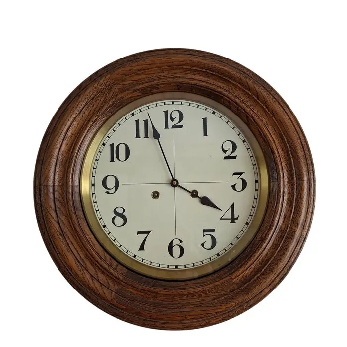School clock - FHS Hermle - Art Deco Wood, Glass, Brass - 1970-1980