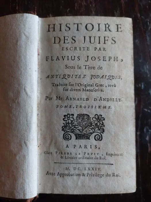 JOSEPHUS FLAVIUS - Histoire des Juifs (solo vol. 3°) - 1674