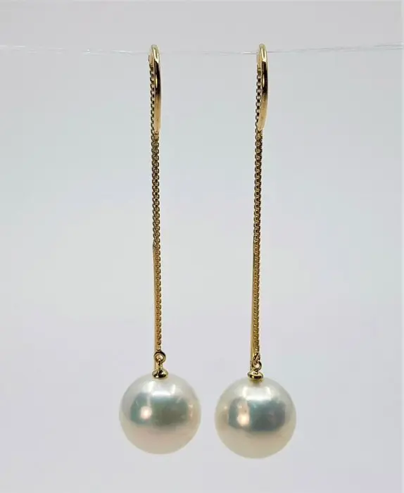 Earrings - 18 kt. Yellow gold - 10mm Edison Pearls