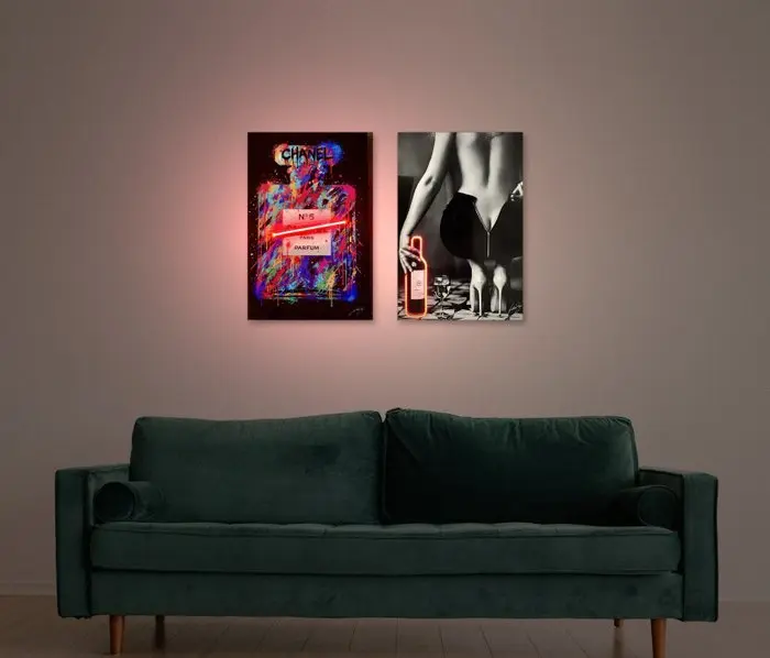 LEDMansion - DRIP N°5 V.1 & WINE GIRL V.1| Led Wall Artwork