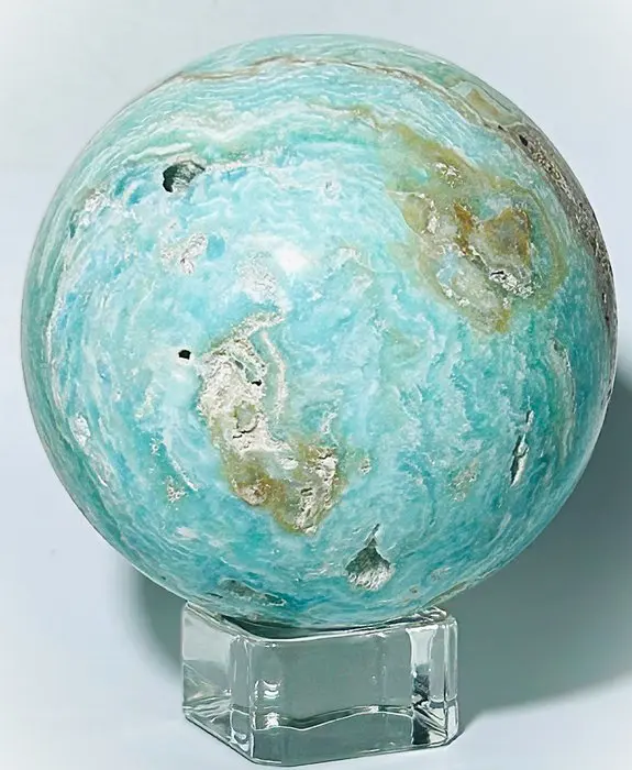 Rare Blue Aragonite Sphere – Ocean Patterned Collector...