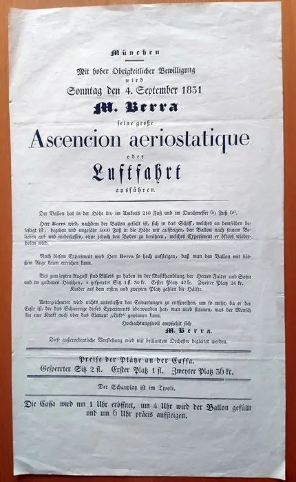 Ascension aerostatique oder Luftfahrt - 1831