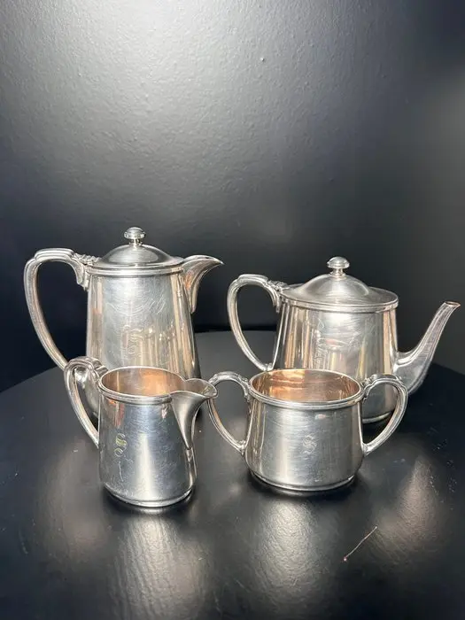 Coffee set (4) - Antique/Vintage Art Deco Silver-Plated...