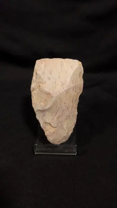 Neolithic agate polished axe tools in multicolored agate-flint