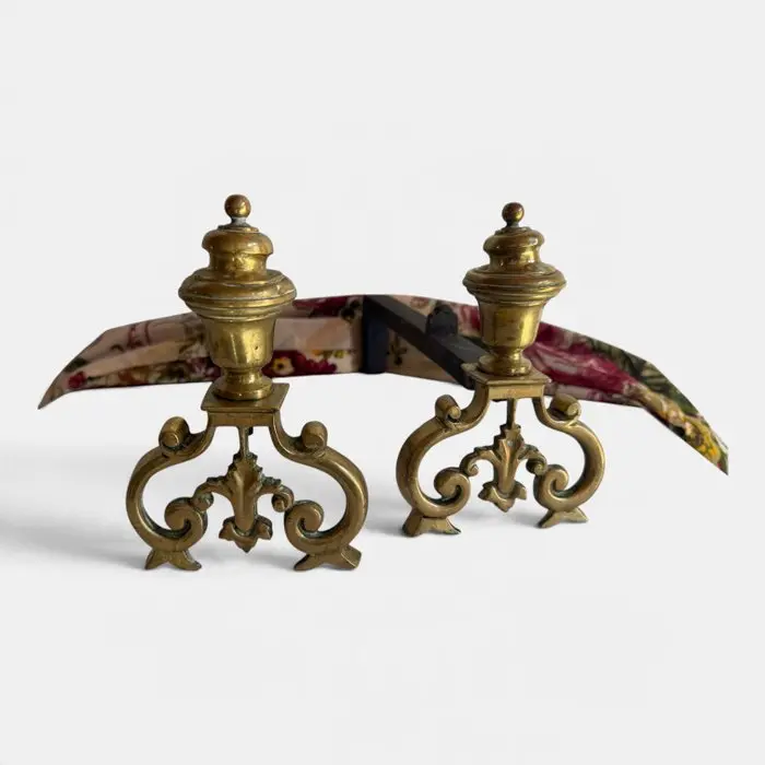 Fireplace accessory (2) - 19th‑Century Brass Andirons –...