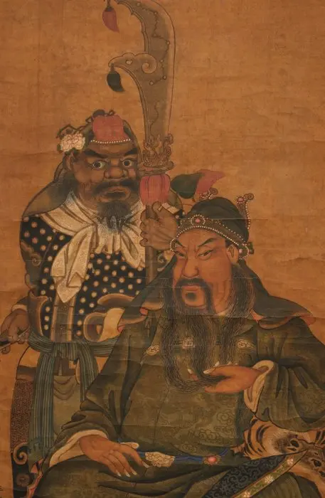 Hanging scroll: Chinese general Guan Yu - Paper