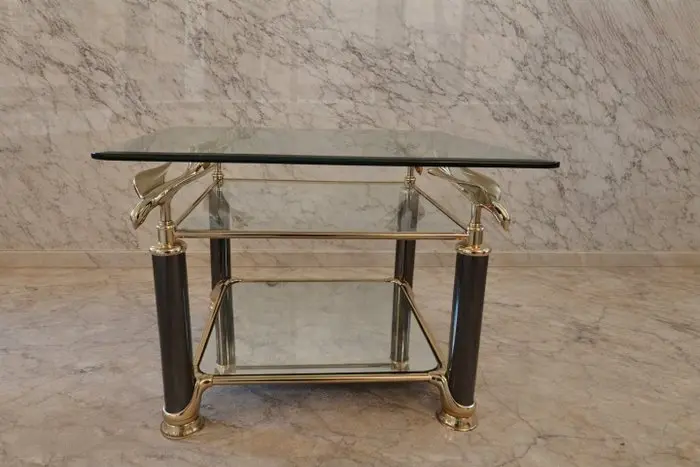 Vintage Hollywood Regency style coffee table - 1970s - Console table - Brass