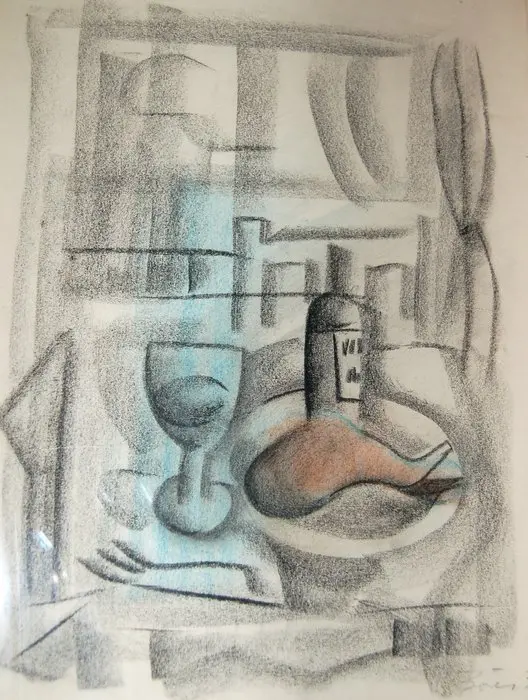 Francisco Bores (1898-1972) - Nature morte à la bouteille - CUBISME