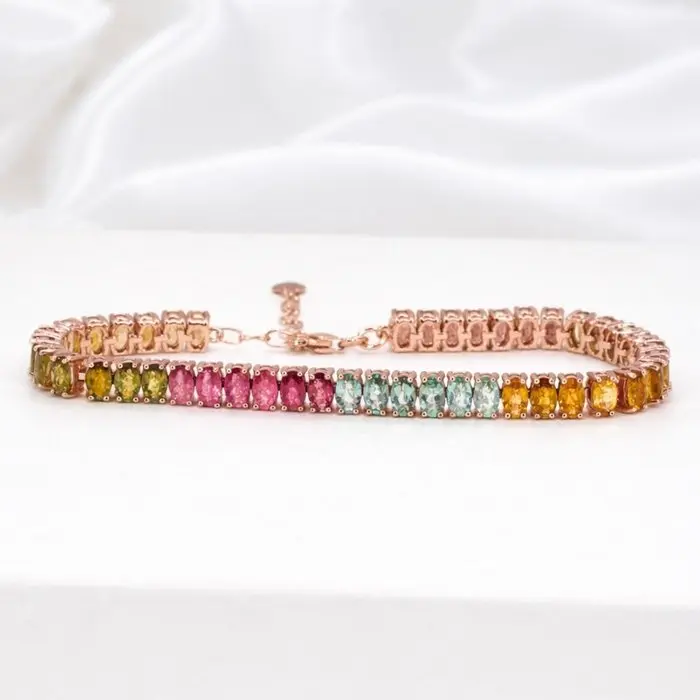 No reserve price - Bracelet Gold-plated Tourmaline - 18K Gold Plated