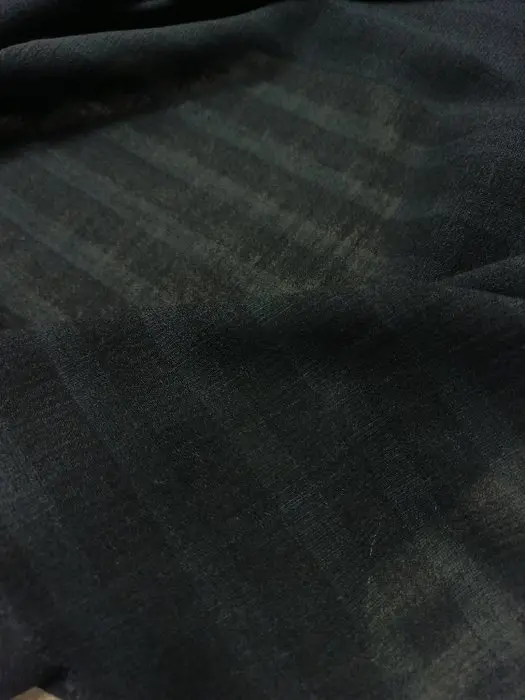 Stupendo misto cotone nero a righe tono su tono - Textile...