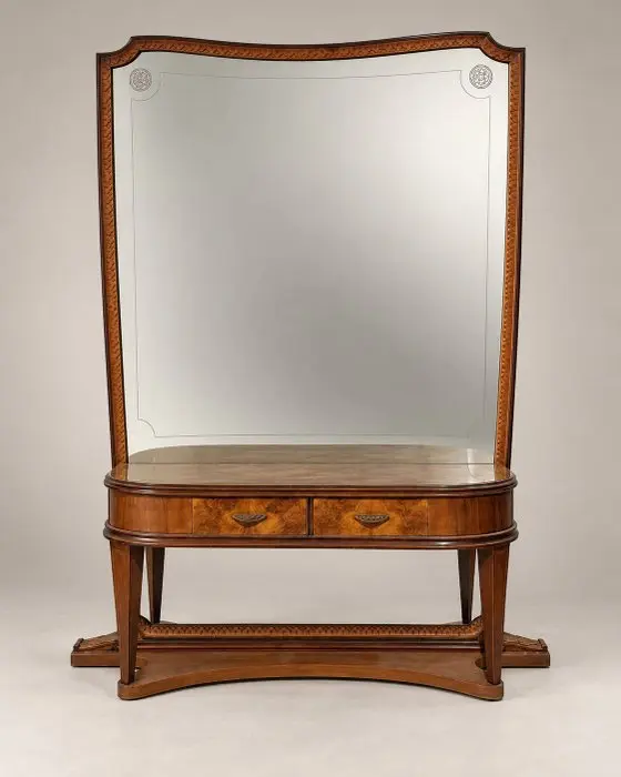 Wall mirror - Wood, Glass, Bronze - Art Deco console Italy