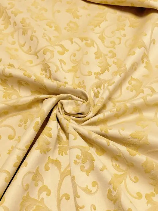 Luxury Ivory & Gold Damask Fabric – Extra Height 280 cm...