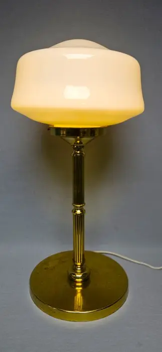 Table lamp - Solid brass / brass-look alloy and opaline glass - table lamp