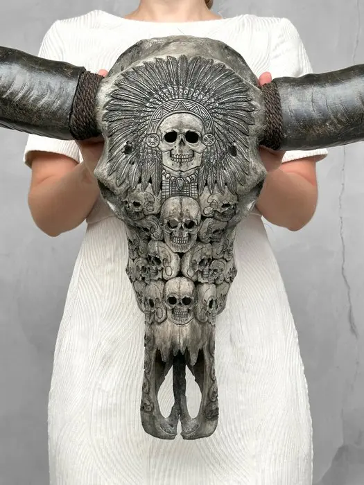 NO RESERVE PRICE - C - Authentic Large Grey Carved Water...