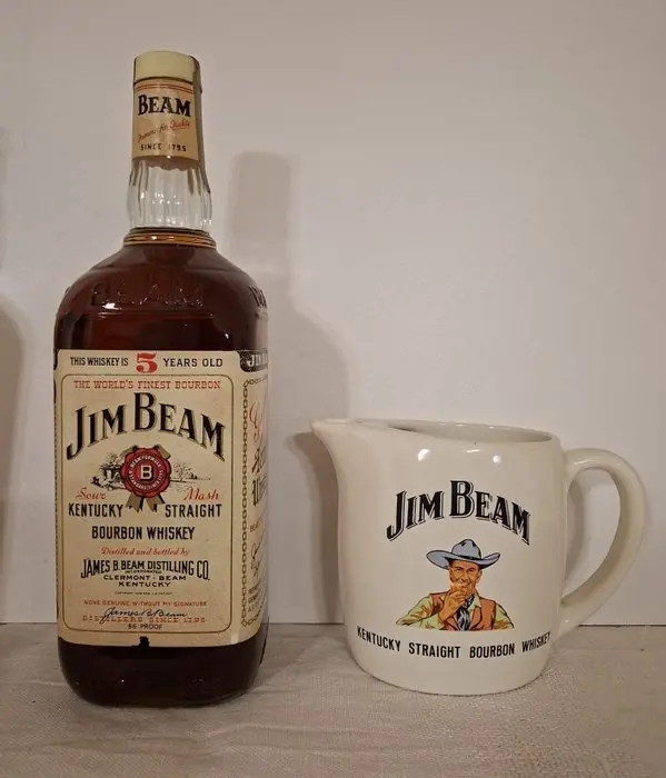 Jim Beam 5 years old Kentucky Straight Bourbon - 86 Proof + Water Jug - b