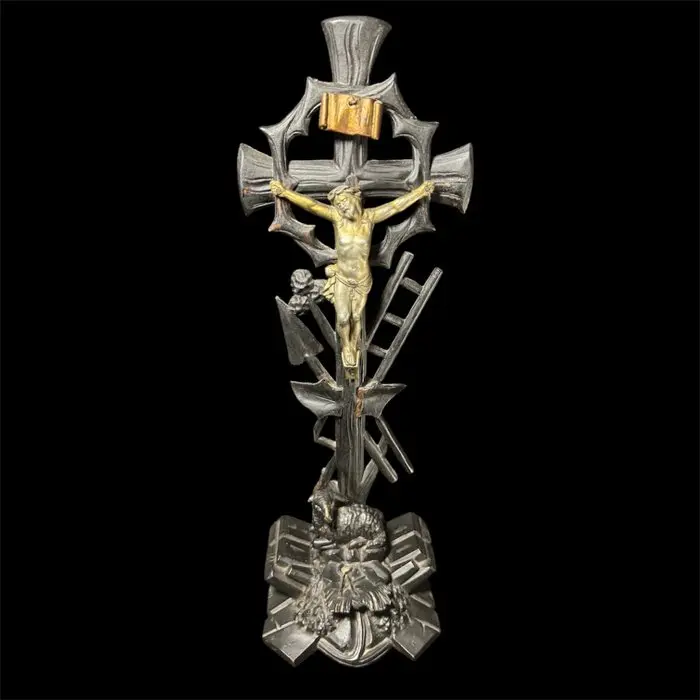 Napoleon III Cross - Wood, Metal - 1850-1900 - Calvary crucifix - 44 cm