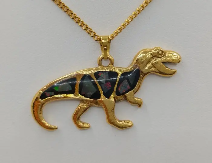 Beautiful T-Rex Pendant - Natural Australian Opal Rough...