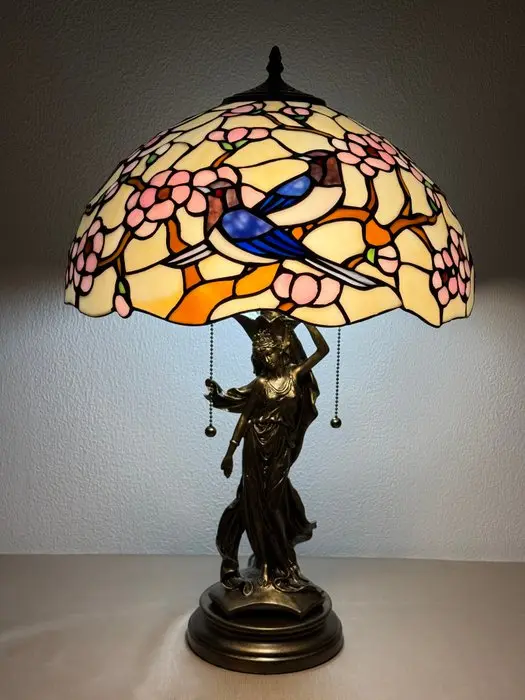 XXL Tiffany stijl tafellamp Art Nouveau Bronze Maiden...