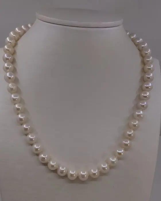 No reserve price - Necklace - 14 kt. White gold - 9x10mm Edison Pearls