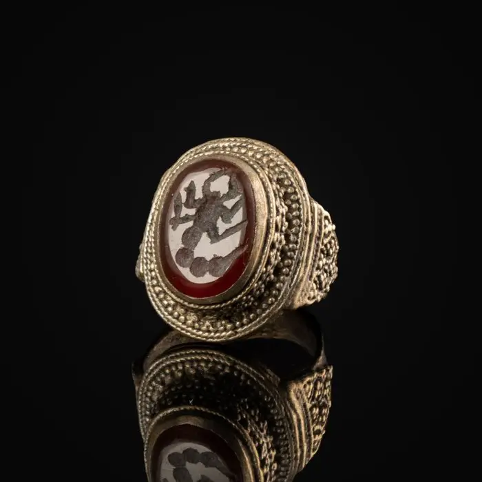 Ottoman Empire Ring with Carnelian Intaglio with Scorpion (No reserve price)