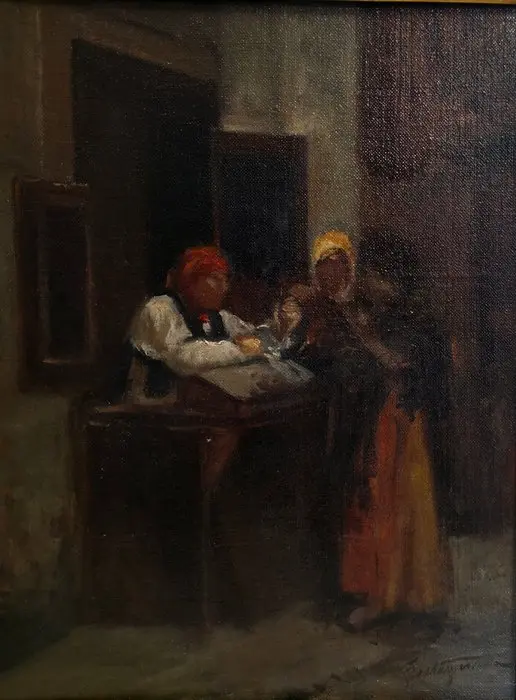 Scuola italiana (XIX-XX) - Scena di vita popolare