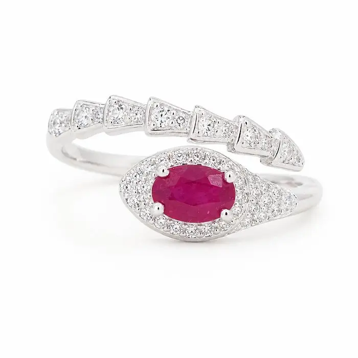 No reserve price - Ring Gold-plated Ruby - Topaz - 18kt Gold Plated