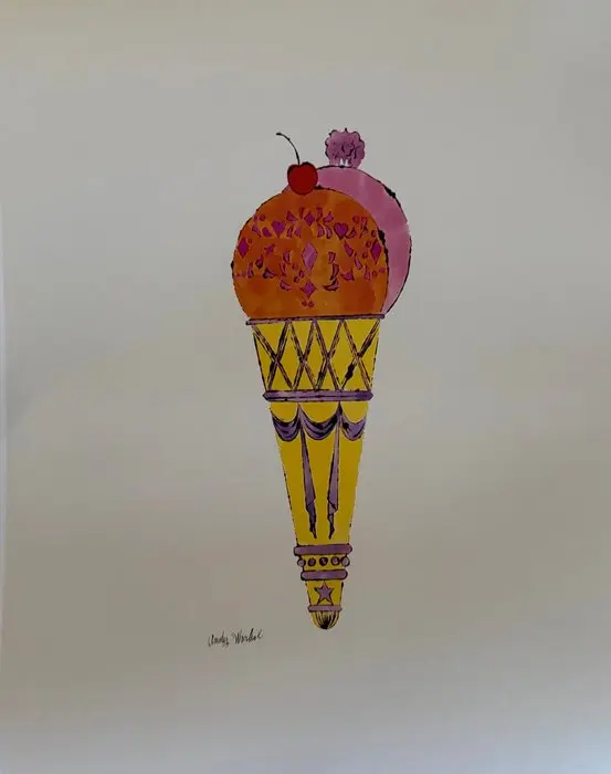 Andy Warhol - “Ice Cream Dessert (red & pink), 1960”. Gesigneerd in de plaat.
